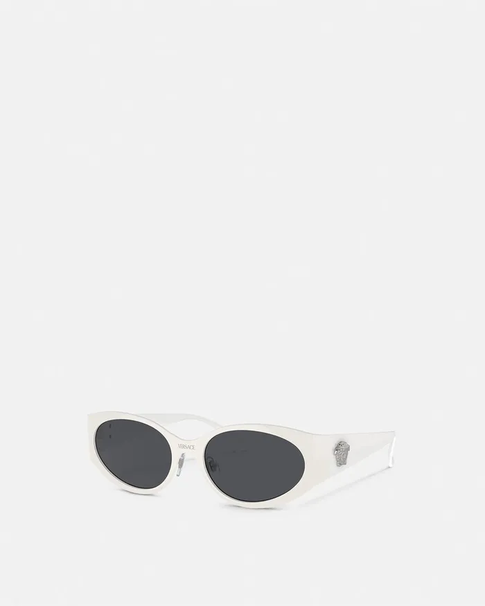 Sunglasses Women Versace La Medusa Oval Sunglasses White