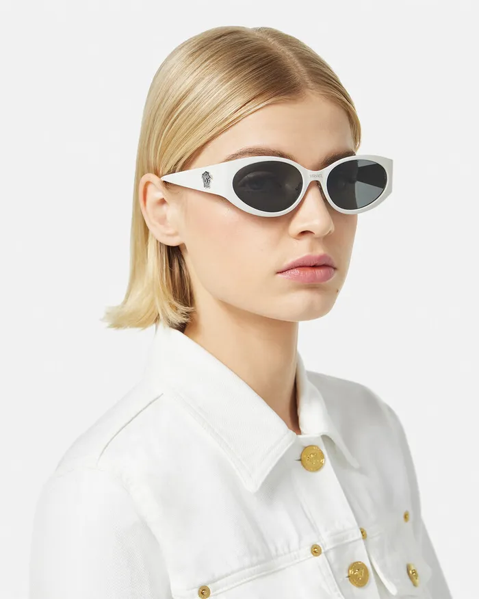 Sunglasses Women Versace La Medusa Oval Sunglasses White