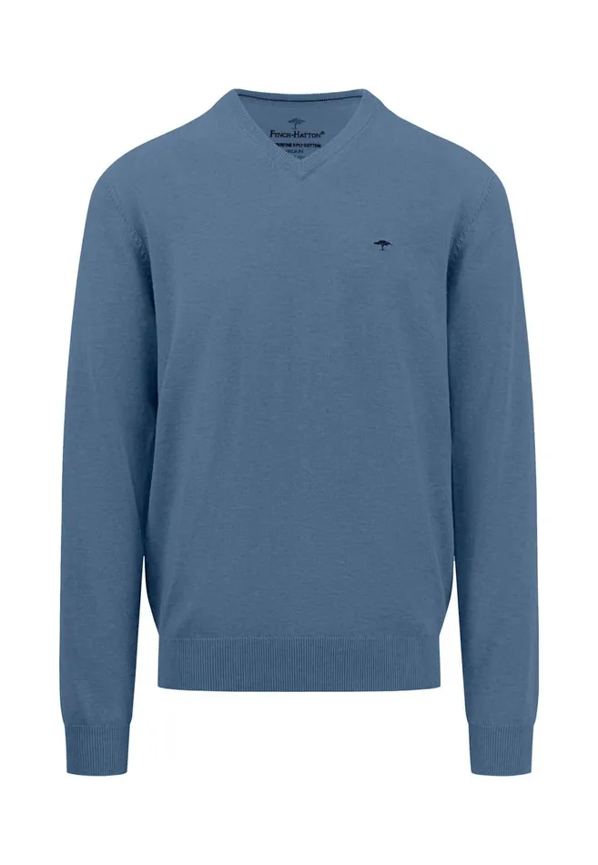 Sweater Men FYNCHHATTON Cotton Knitting Sweater With Vneckline Vibrant Bluenew Dijonrustruby Redflamepale Blushfuchsiadark Teal