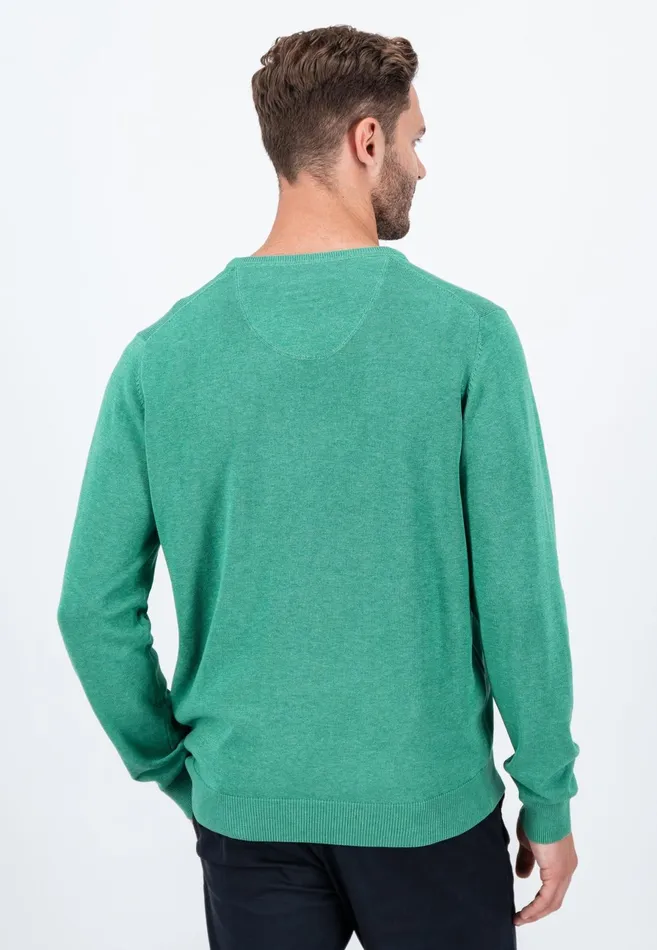 Sweater Men FYNCHHATTON Cotton Knitting Sweater With Vneckline Vibrant Bluenew Dijonrustruby Redflamepale Blushfuchsiadark Teal