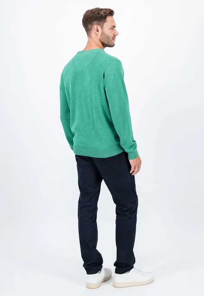 Sweater Men FYNCHHATTON Cotton Knitting Sweater With Vneckline Vibrant Bluenew Dijonrustruby Redflamepale Blushfuchsiadark Teal