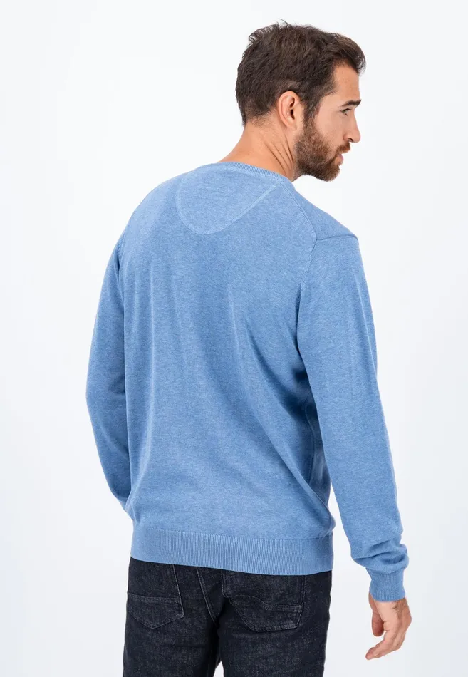 Sweater Men FYNCHHATTON Cotton Knitting Sweater With Vneckline Vibrant Bluenew Dijonrustruby Redflamepale Blushfuchsiadark Teal