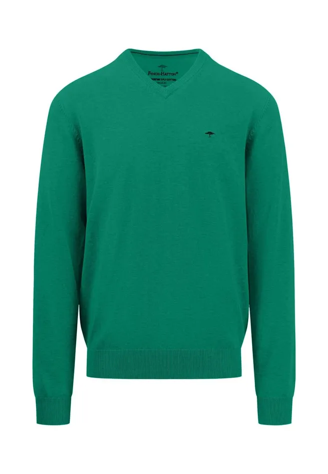 Sweater Men FYNCHHATTON Cotton Knitting Sweater With Vneckline Vibrant Bluenew Dijonrustruby Redflamepale Blushfuchsiadark Teal