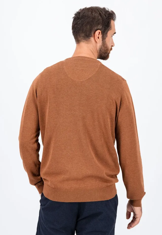 Sweater Men FYNCHHATTON Cotton Knitting Sweater With Vneckline Vibrant Bluenew Dijonrustruby Redflamepale Blushfuchsiadark Teal