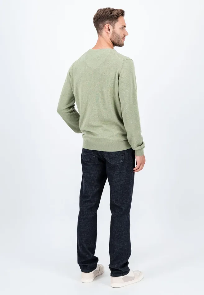 Sweater Men FYNCHHATTON Cotton Knitting Sweater With Vneckline Vibrant Bluenew Dijonrustruby Redflamepale Blushfuchsiadark Teal