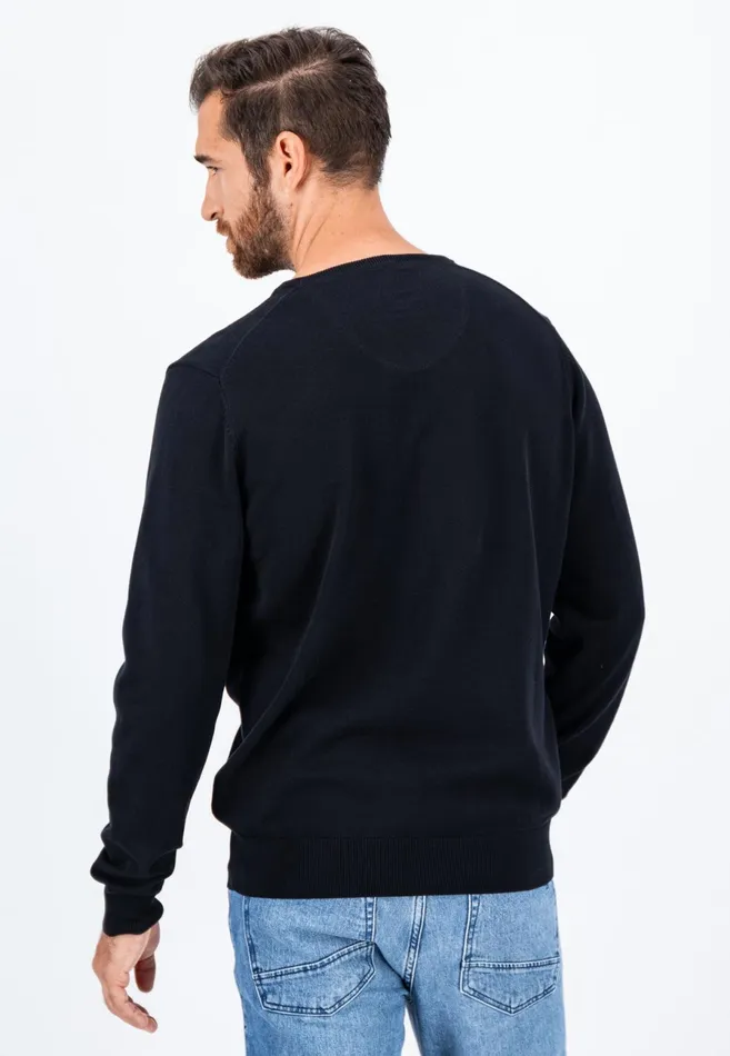 Sweater Men FYNCHHATTON Cotton Knitting Sweater With Vneckline Vibrant Bluenew Dijonrustruby Redflamepale Blushfuchsiadark Teal