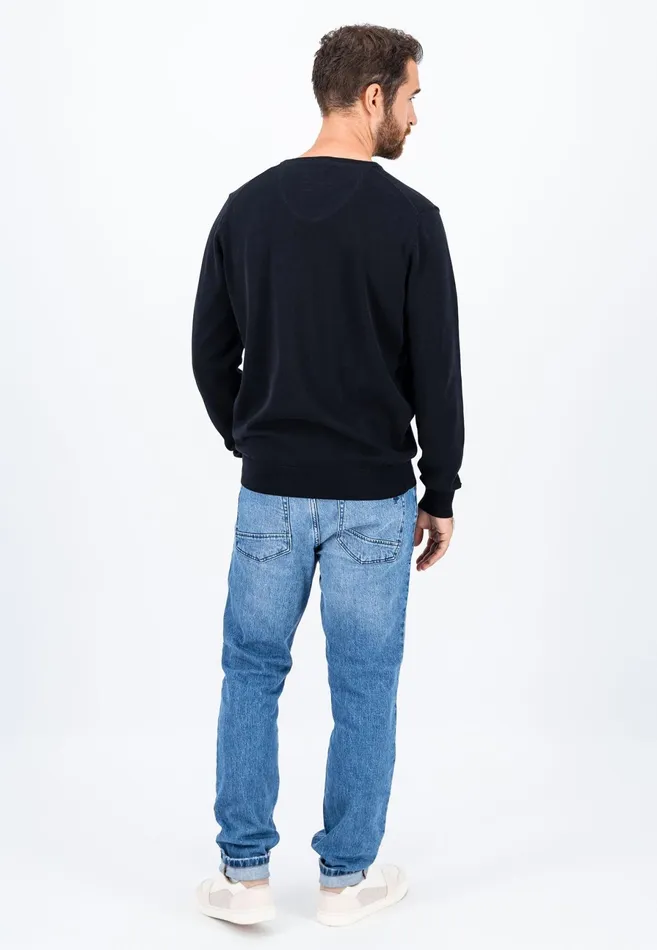 Sweater Men FYNCHHATTON Cotton Knitting Sweater With Vneckline Vibrant Bluenew Dijonrustruby Redflamepale Blushfuchsiadark Teal