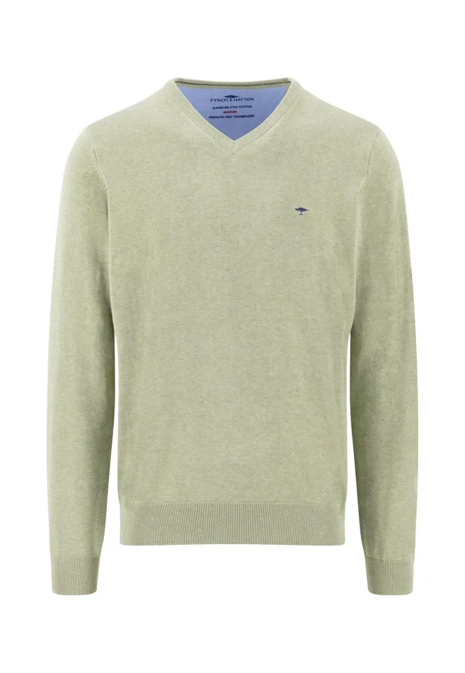 Sweater Men FYNCHHATTON Cotton Knitting Sweater With Vneckline Vibrant Bluenew Dijonrustruby Redflamepale Blushfuchsiadark Teal