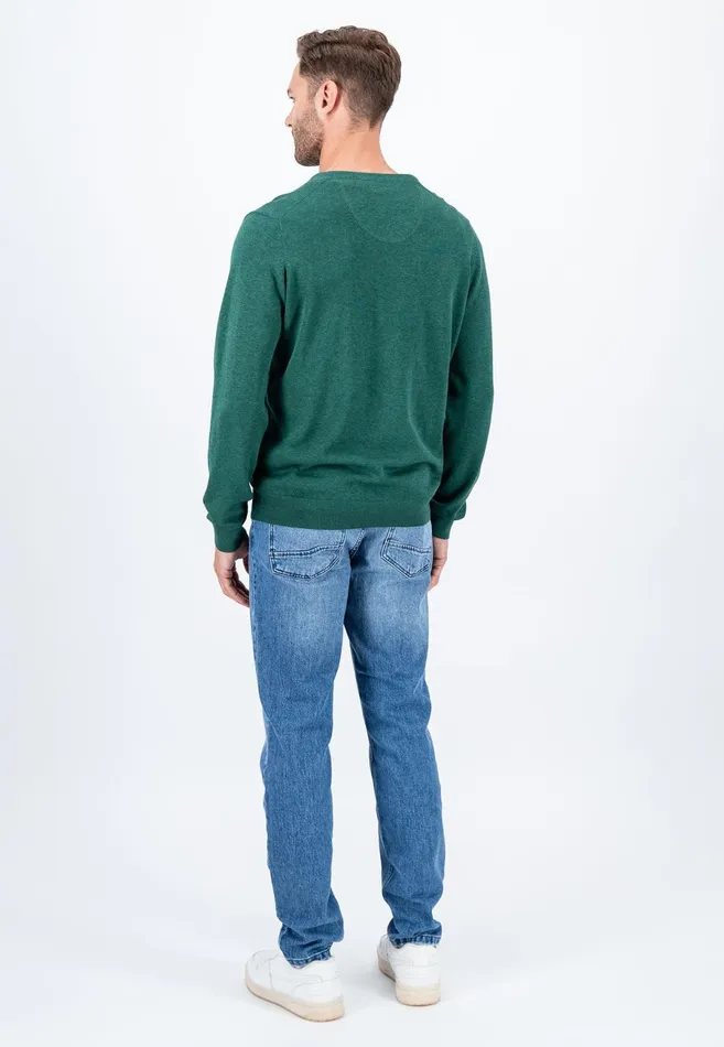 Sweater Men FYNCHHATTON Cotton Knitting Sweater With Vneckline Vibrant Bluenew Dijonrustruby Redflamepale Blushfuchsiadark Teal