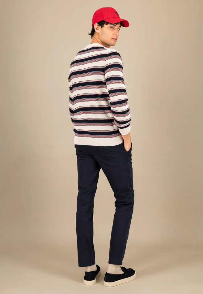 Sweater Men FYNCHHATTON Cotton Sweater In Strip Look New Offwhite