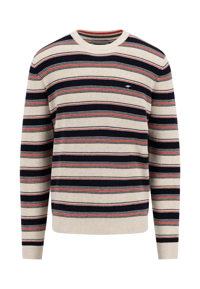 Sweater Men FYNCHHATTON Cotton Sweater In Strip Look New Offwhite