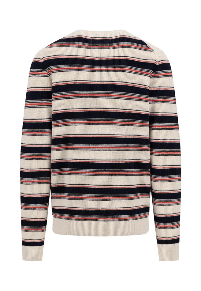 Sweater Men FYNCHHATTON Cotton Sweater In Strip Look New Offwhite