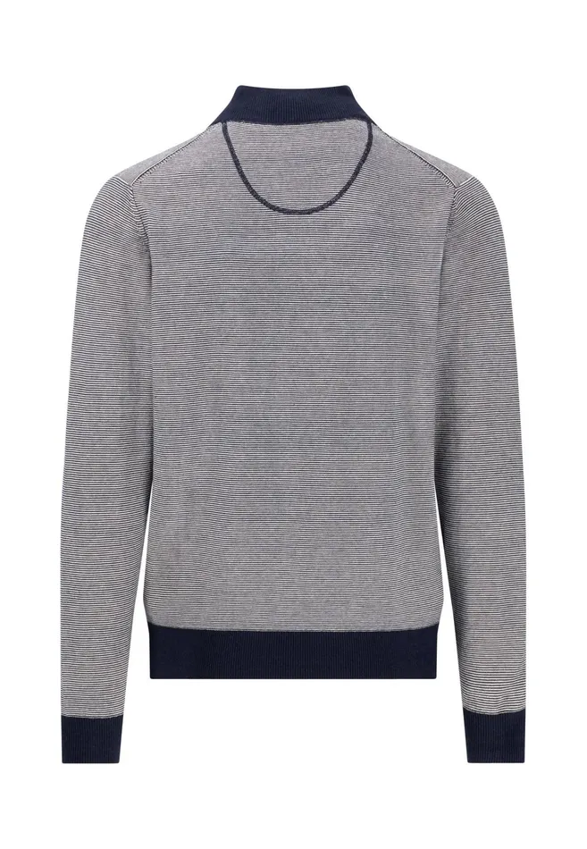 Sweater Men FYNCHHATTON Knitting Sweater With Troyer Collar In TwoColorLook Navy