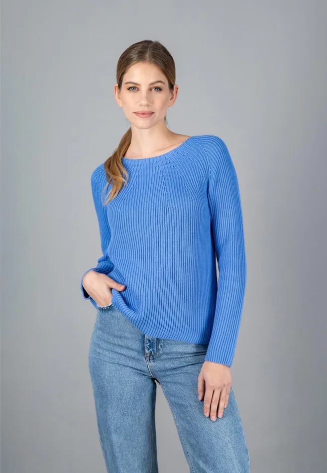 Sweater Women FYNCHHATTON Ribknit Jumper With Round Neckline Sky Bluenavypowder Rose