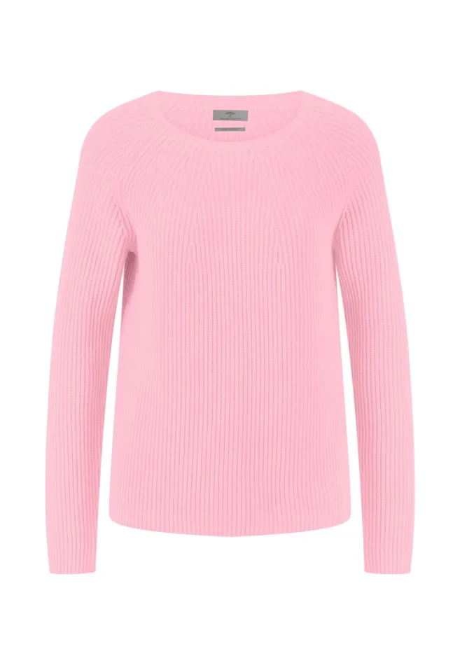 Sweater Women FYNCHHATTON Ribknit Jumper With Round Neckline Sky Bluenavypowder Rose