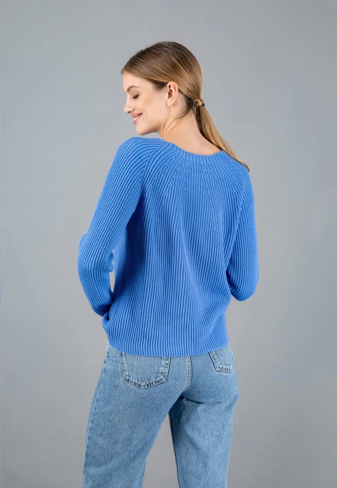 Sweater Women FYNCHHATTON Ribknit Jumper With Round Neckline Sky Bluenavypowder Rose