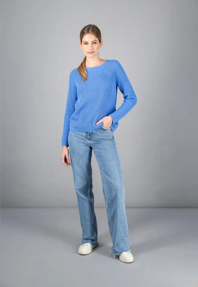 Sweater Women FYNCHHATTON Ribknit Jumper With Round Neckline Sky Bluenavypowder Rose
