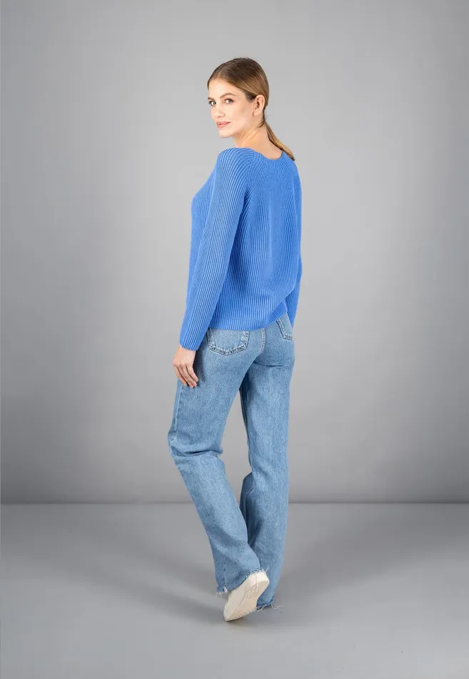 Sweater Women FYNCHHATTON Ribknit Jumper With Round Neckline Sky Bluenavypowder Rose
