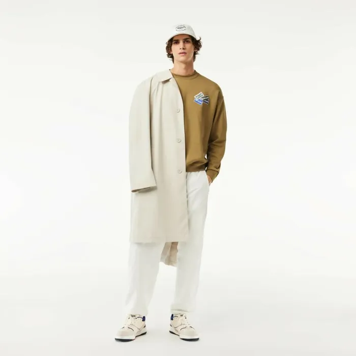 Sweaters and Sweatshirts Men Lacoste Loose Fit Cotton Badge Detail Jogger Sweatshirt Brown Six