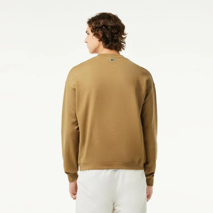 Sweaters and Sweatshirts Men Lacoste Loose Fit Cotton Badge Detail Jogger Sweatshirt Brown Six