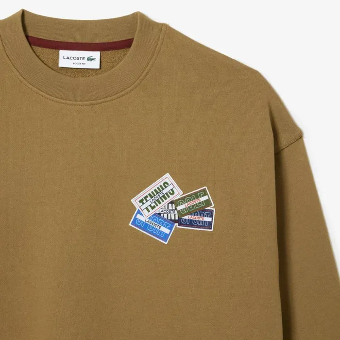 Sweaters and Sweatshirts Men Lacoste Loose Fit Cotton Badge Detail Jogger Sweatshirt Brown Six