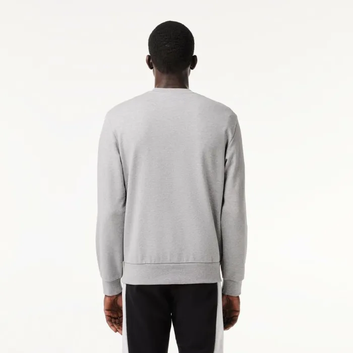 Sweaters and Sweatshirts Men Lacoste Men039s Classic Fit 3D Print Colorblock Sweatshirt Grey Chine Black 80p