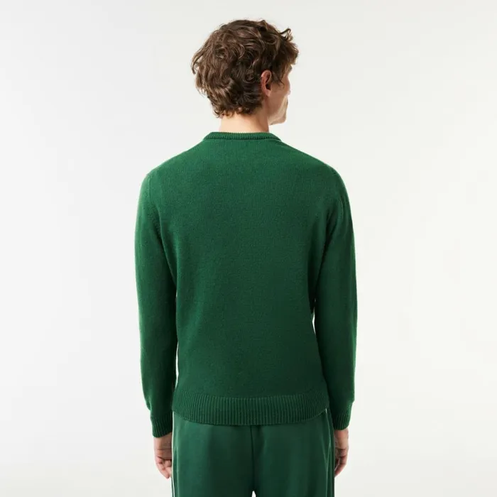 Sweaters and Sweatshirts Men Lacoste Men039s Crew Neck Wool Sweater Pine Green 132