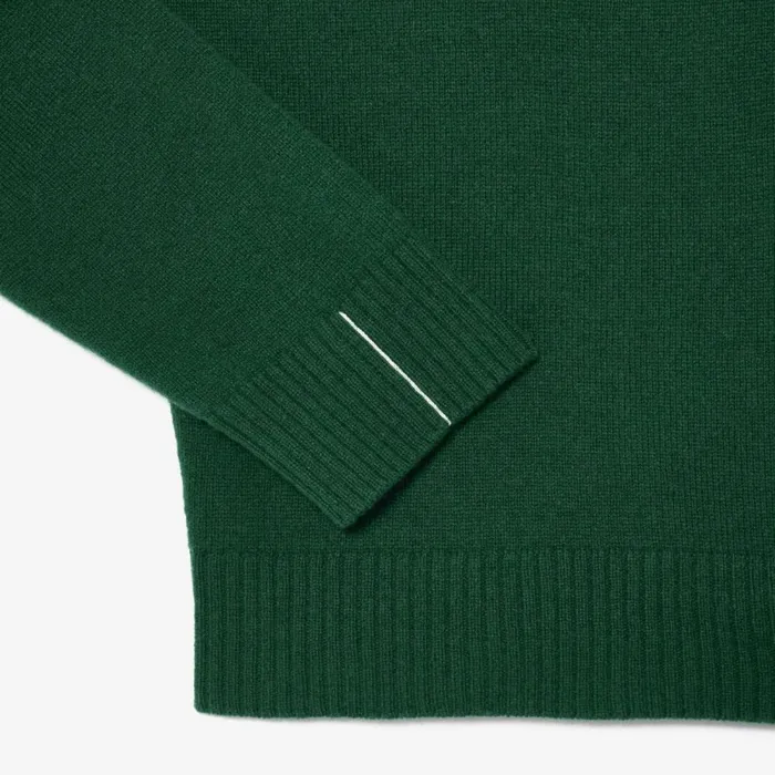 Sweaters and Sweatshirts Men Lacoste Men039s Crew Neck Wool Sweater Pine Green 132