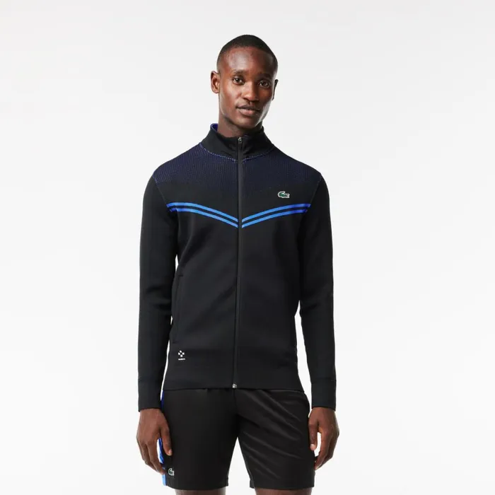 Sweaters and Sweatshirts Men Lacoste Men039s Lacoste Tennis X Daniil Medvedev PostMatch Jacket Black Blue L5i