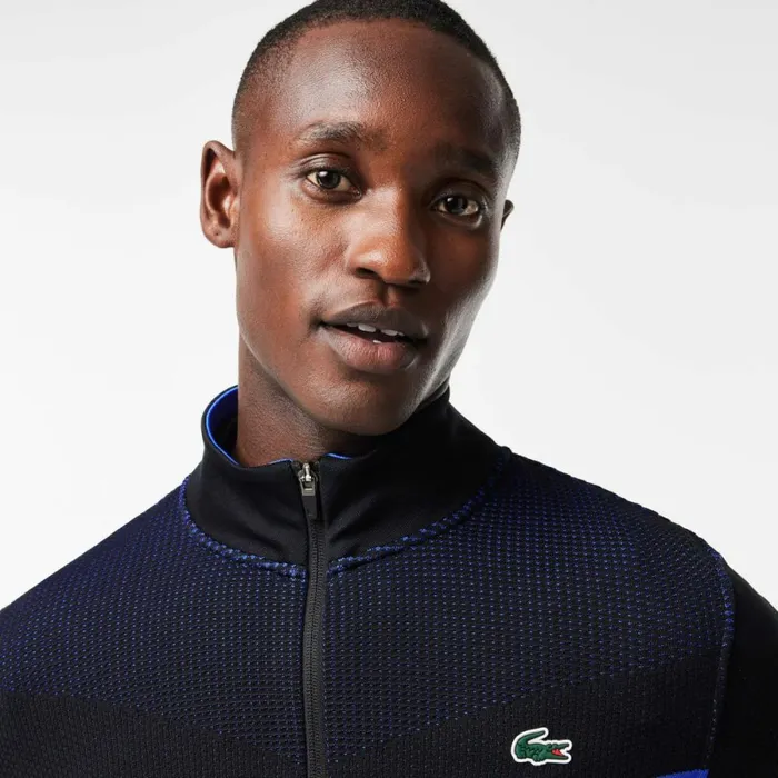 Sweaters and Sweatshirts Men Lacoste Men039s Lacoste Tennis X Daniil Medvedev PostMatch Jacket Black Blue L5i