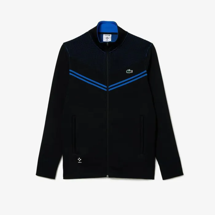 Sweaters and Sweatshirts Men Lacoste Men039s Lacoste Tennis X Daniil Medvedev PostMatch Jacket Black Blue L5i