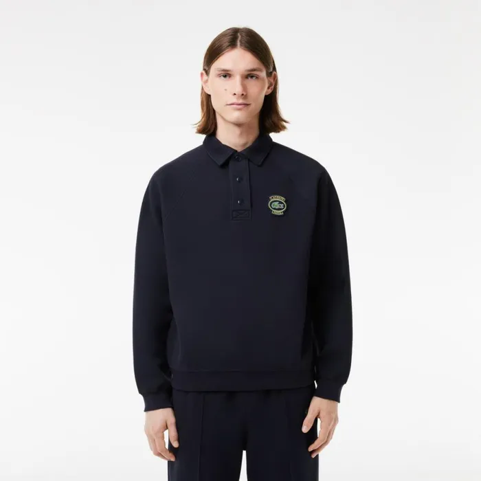 Sweaters and Sweatshirts Men Lacoste Men039s Loose Fit Piqu Sweatshirt Abysm Blue Hde
