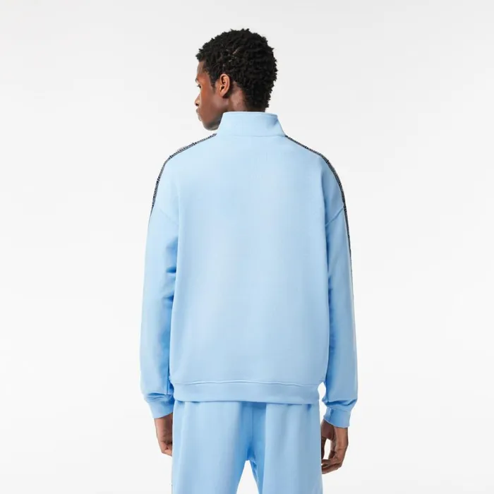 Sweaters and Sweatshirts Men Lacoste Men039s Loose Fit TwoTone Logo Striped Sweatshirt Pastel Blue Hbp