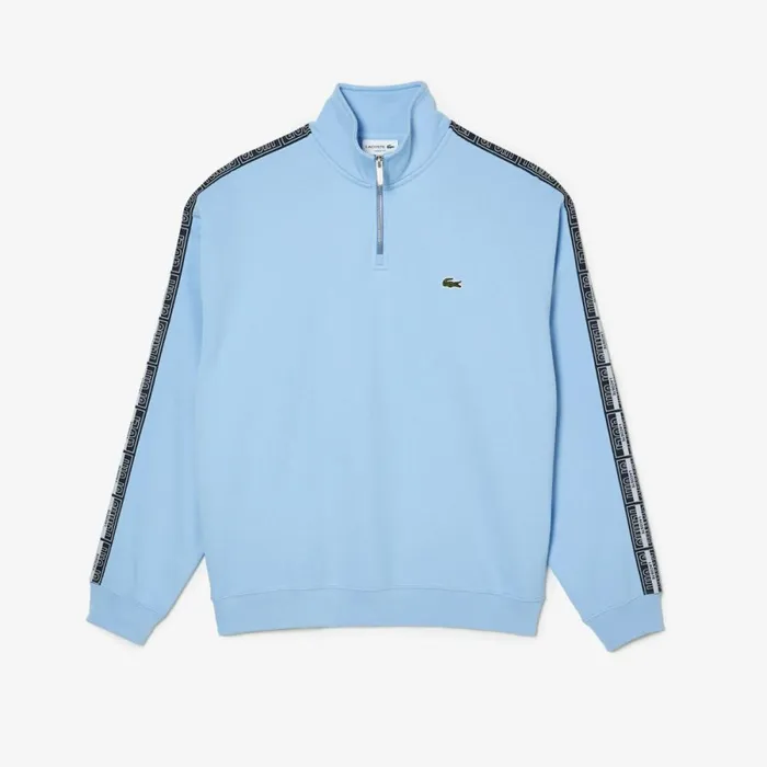 Sweaters and Sweatshirts Men Lacoste Men039s Loose Fit TwoTone Logo Striped Sweatshirt Pastel Blue Hbp