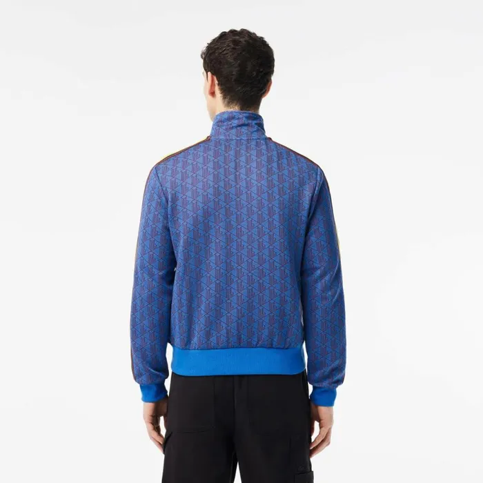 Sweaters and Sweatshirts Men Lacoste Men039s Paris Monogram ZipUp Sweatshirt Blue Bordeaux Nji