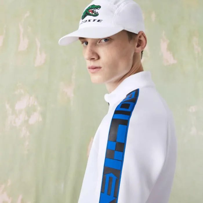 Sweaters and Sweatshirts Men Lacoste Men039s SPORT Printed ZipUp Tennis Sweatshirt White 001