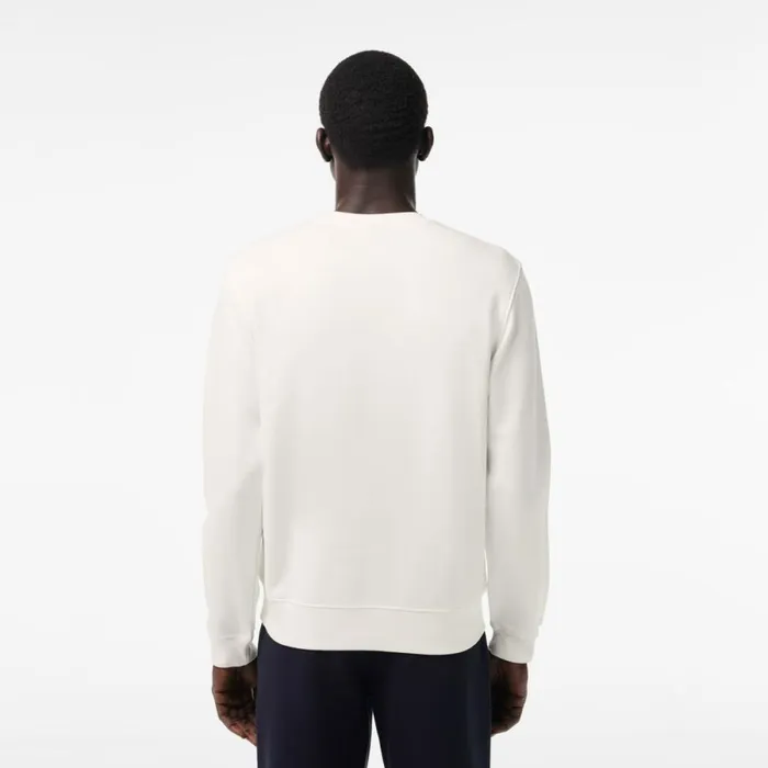 Sweaters and Sweatshirts Men Lacoste Men039s Tennis Ball Print Fleece Sweatshirt White 70v