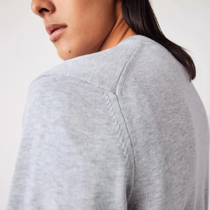 Sweaters and Sweatshirts Men Lacoste Men039s VNeck Organic Cotton Sweater Grey Chine Cca