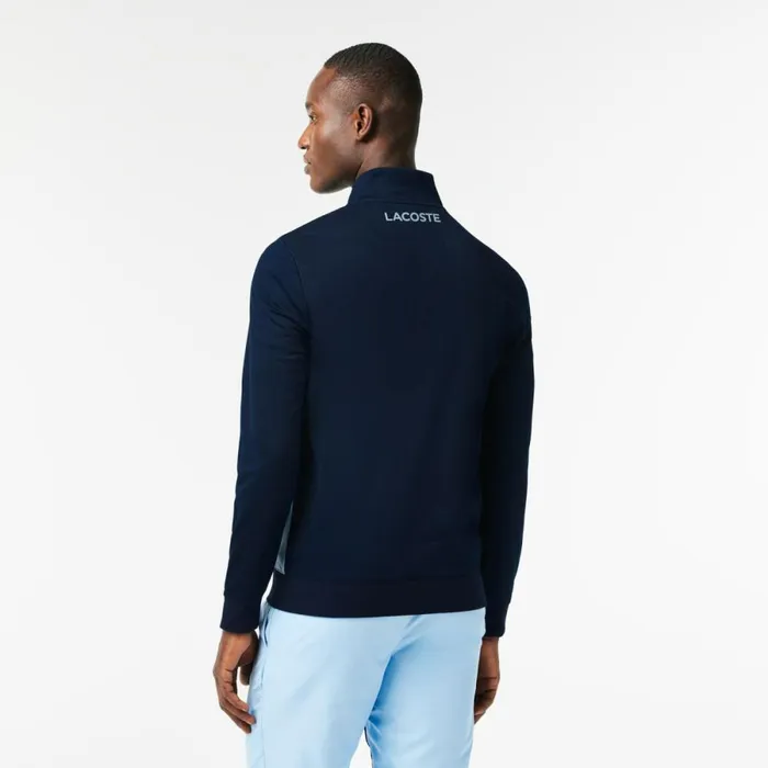 Sweaters and Sweatshirts Men Lacoste Men039s Zipped Ripstop Tennis Sweatshirt Navy Blue Blue Ge5