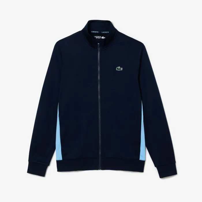 Sweaters and Sweatshirts Men Lacoste Men039s Zipped Ripstop Tennis Sweatshirt Navy Blue Blue Ge5