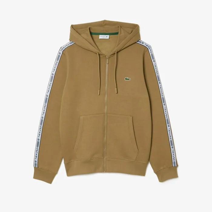 Sweaters and Sweatshirts Men Lacoste Mens Classic Fit Branded Stripes ZipUp Hoodie Brown Six Sweaters and Sweatshirts Men Lacoste Mens Classic Fit Branded Stripes ZipUp Hoodie Brown Six
