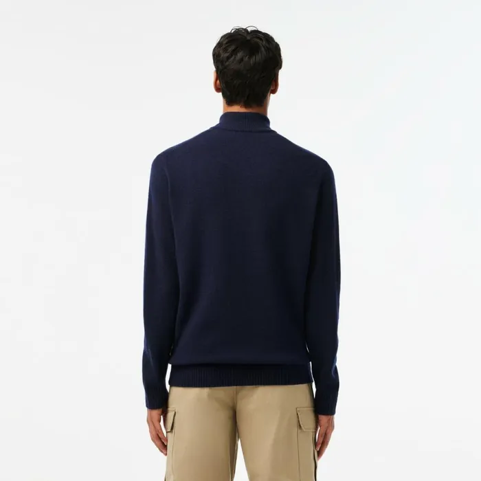 Sweaters and Sweatshirts Men Lacoste Mens HalfZip Wool Sweater Navy Blue 166