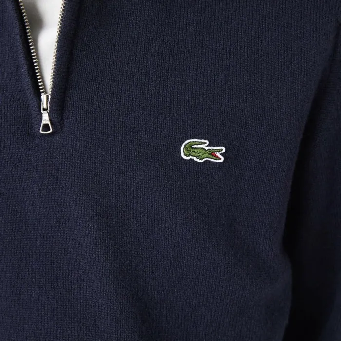 Sweaters and Sweatshirts Men Lacoste Mens HalfZip Wool Sweater Navy Blue 166