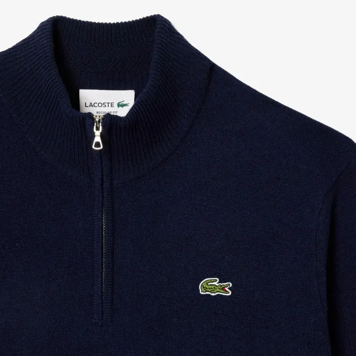 Sweaters and Sweatshirts Men Lacoste Mens HalfZip Wool Sweater Navy Blue 166