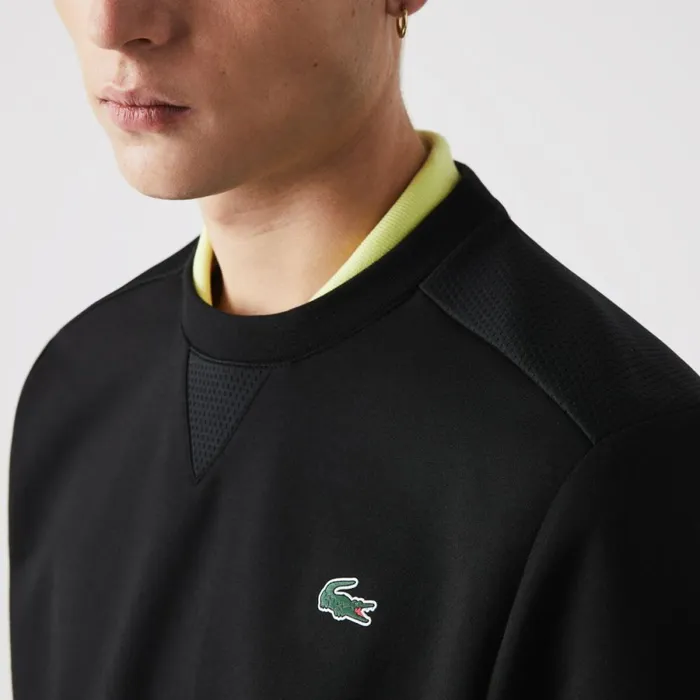 Sweaters and Sweatshirts Men Lacoste Mens Sport Mesh Panels Sweatshirt Black C31