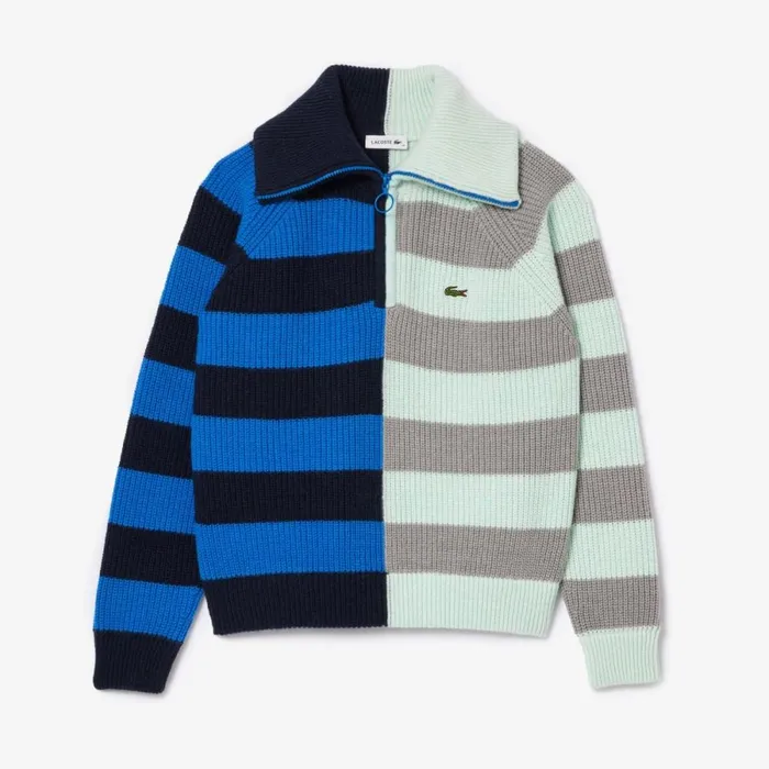 Sweaters and Sweatshirts Women Lacoste Women039s Wool Zip Neck Contrast Stripe Colorblock Sweater Grey Chine Navy Blue Blue White Light Blue L0i Sweaters and Sweatshirts Women Lacoste Women039s Wool Zip Neck Contrast Stripe Colorblock Sweater Grey Chine Navy Blue Blue White Light Blue L0i