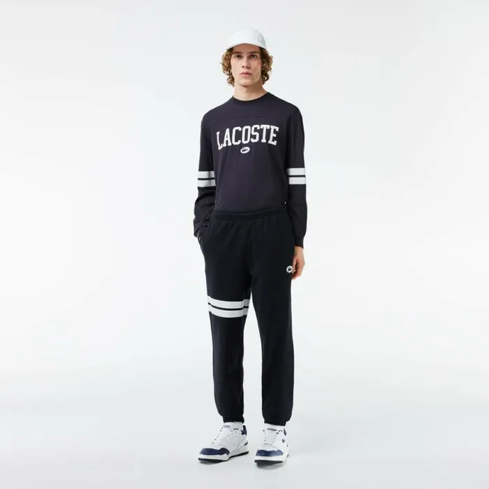 Sweatpants and Trousers Men Lacoste Men039s Bold Stripes Fleece Sweatpants Abysm Blue Hde
