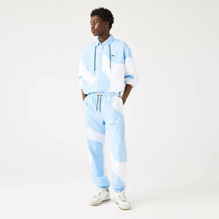 Sweatpants and Trousers Men Lacoste Men039s Heritage Graphic Joggers Blue White E7b
