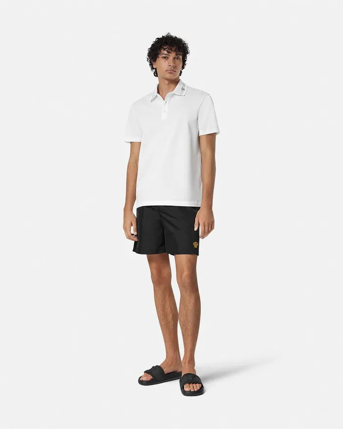 Swimwear Men Versace Embroidered Medusa Swim Boardshorts Black