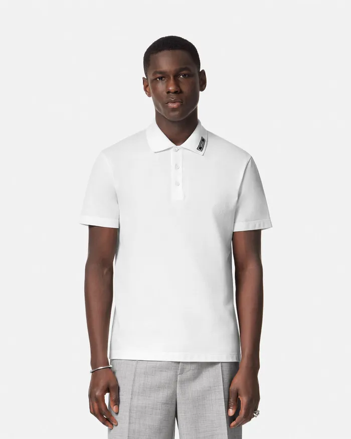 TShirts and Polos Men Versace 90s Vintage Logo Polo Shirt White